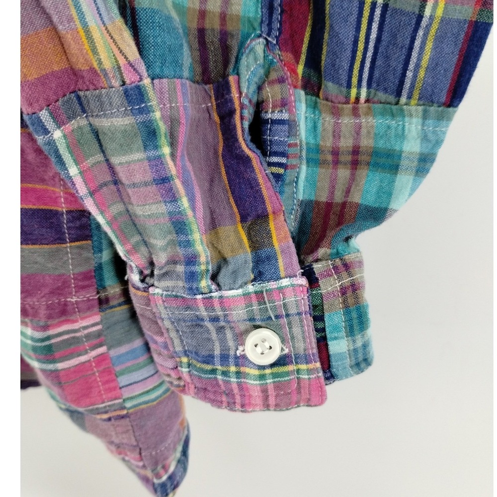 VTG‎ Elements Spiegel Patchwork Plaid Button Up Shirt Women's Size Large Cotton - Picture 4 of 8